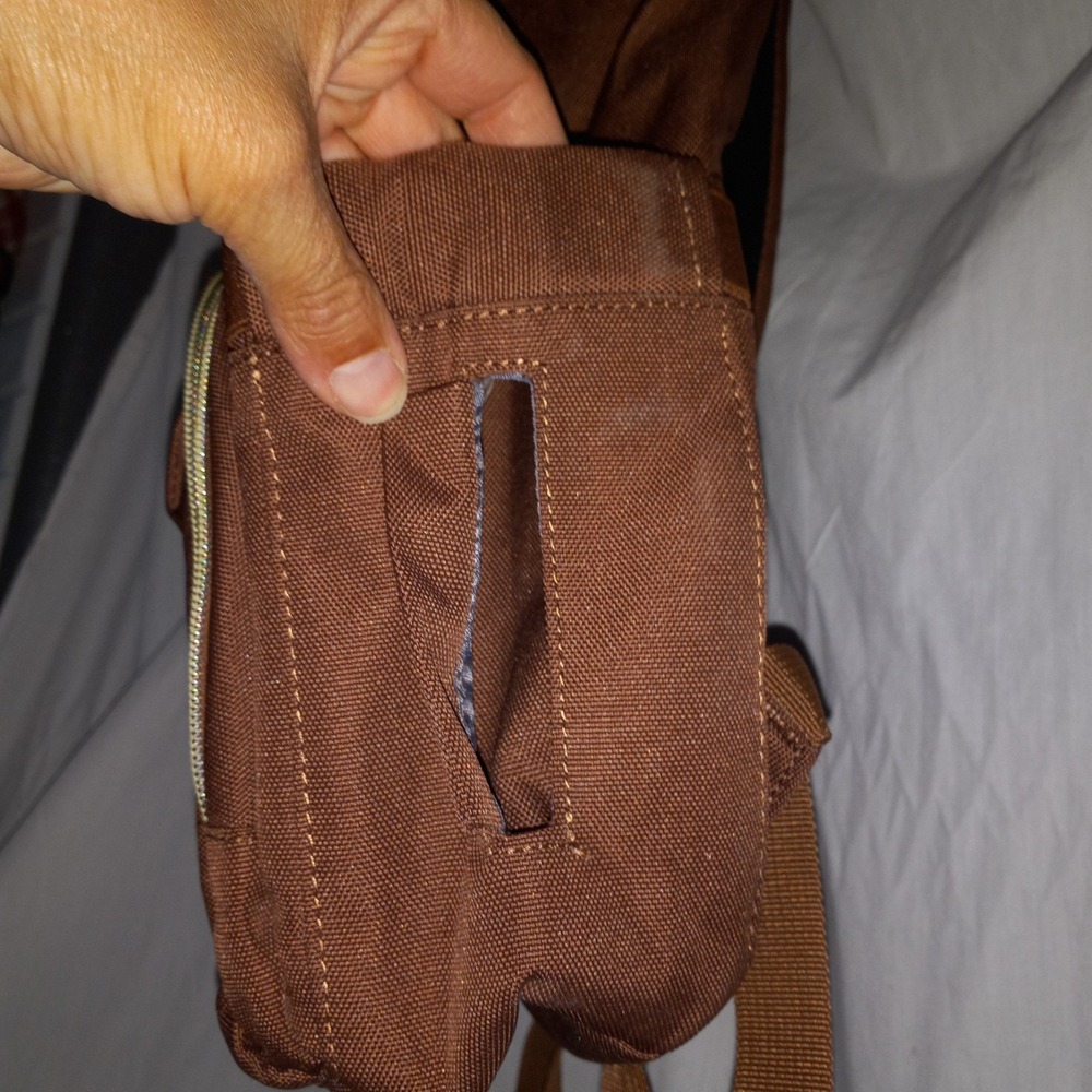 Lovevook Coffee Brown‎ Color Diaper Bag Backpack NWOT Gold Trim Laptop Pocket - Picture 6 of 10